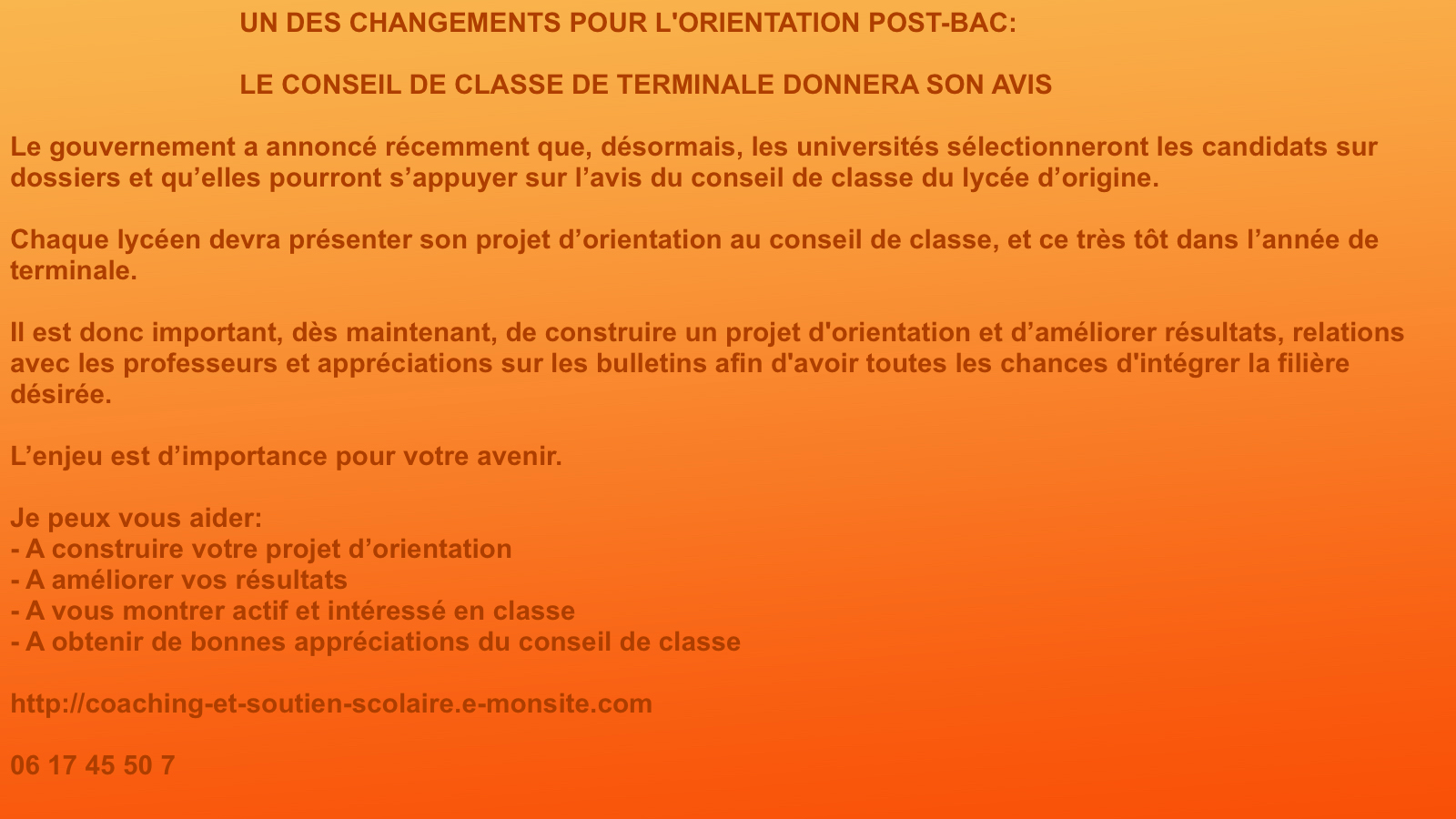 Changement orientation post bac